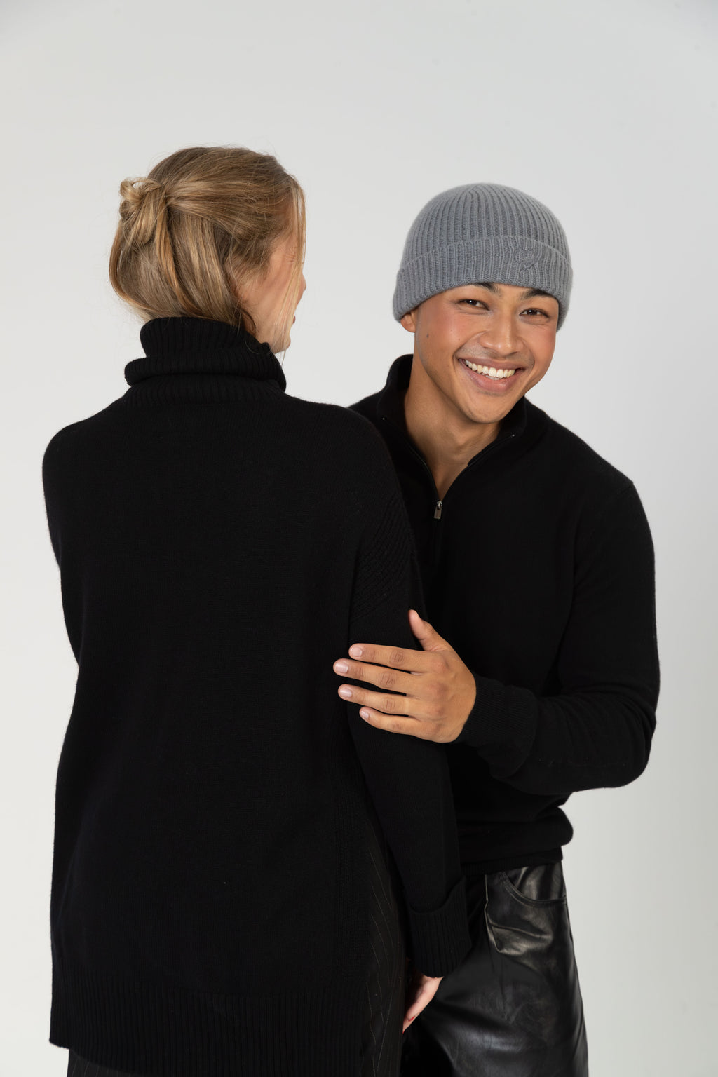 Arnaud – Cashmere Troyer-Pullover mit Zipper – Schwarz