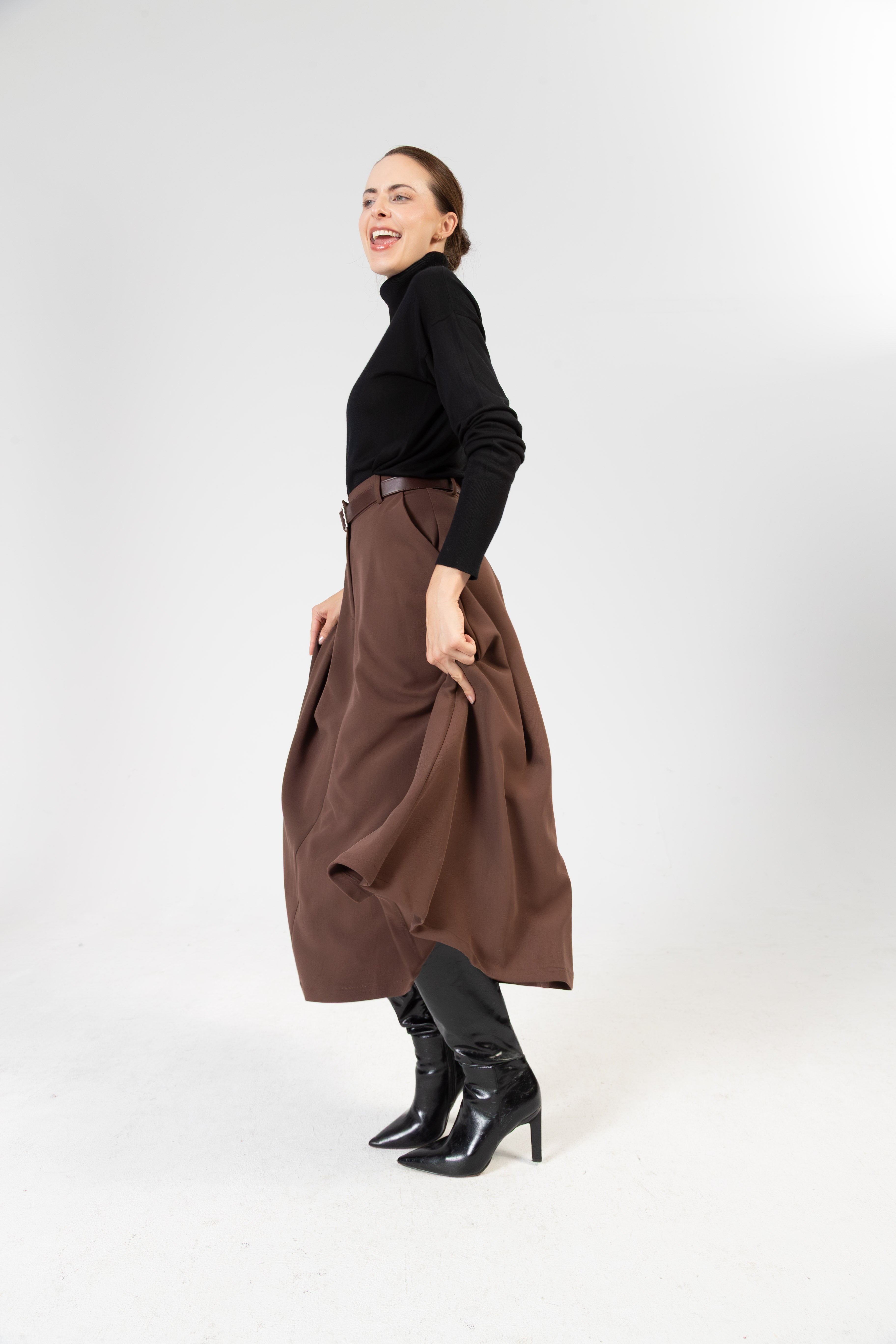 Amber – Dünner Cashmere Seide Rollkragenpullover - Schwarz