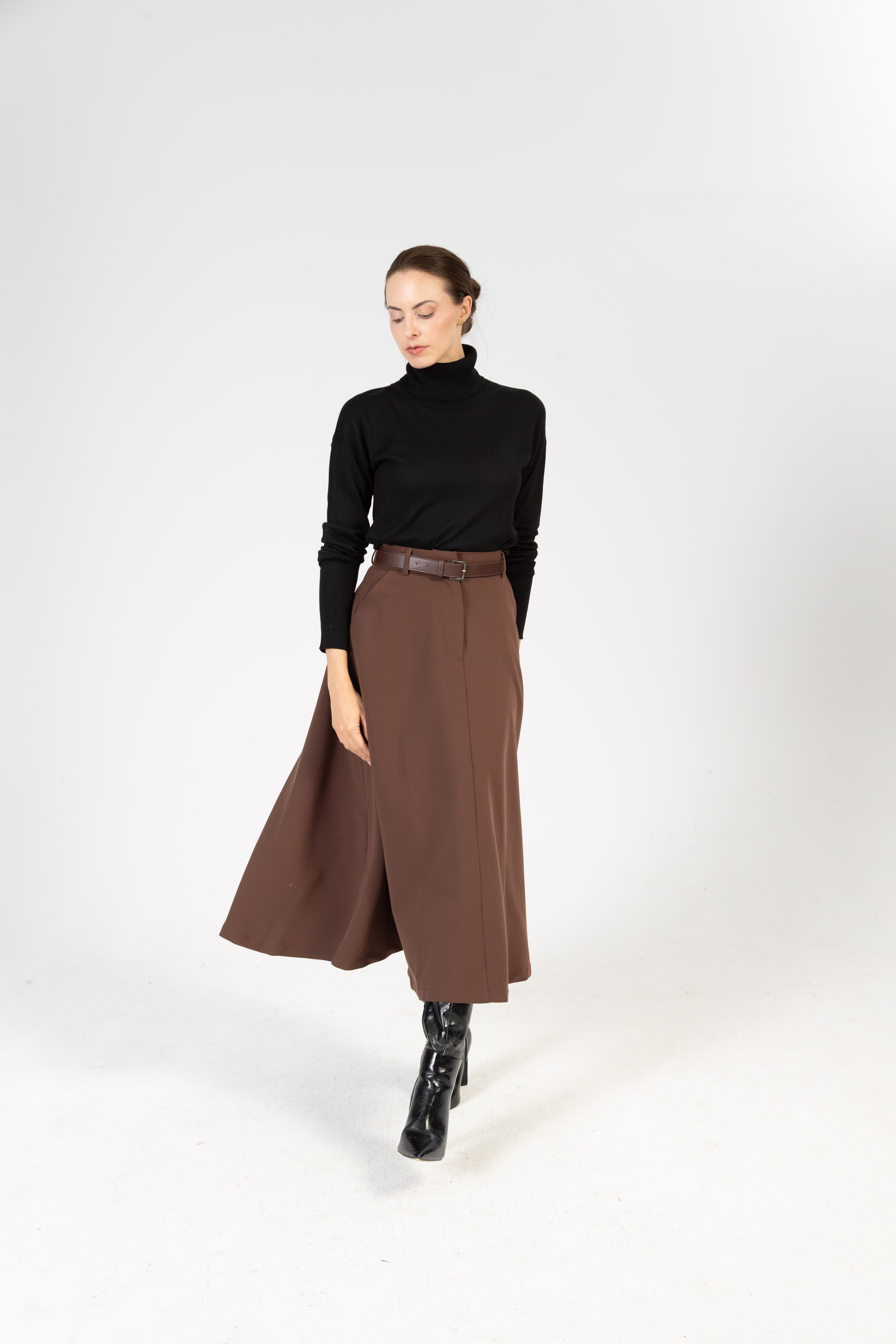 Amber – Dünner Cashmere Seide Rollkragenpullover - Schwarz