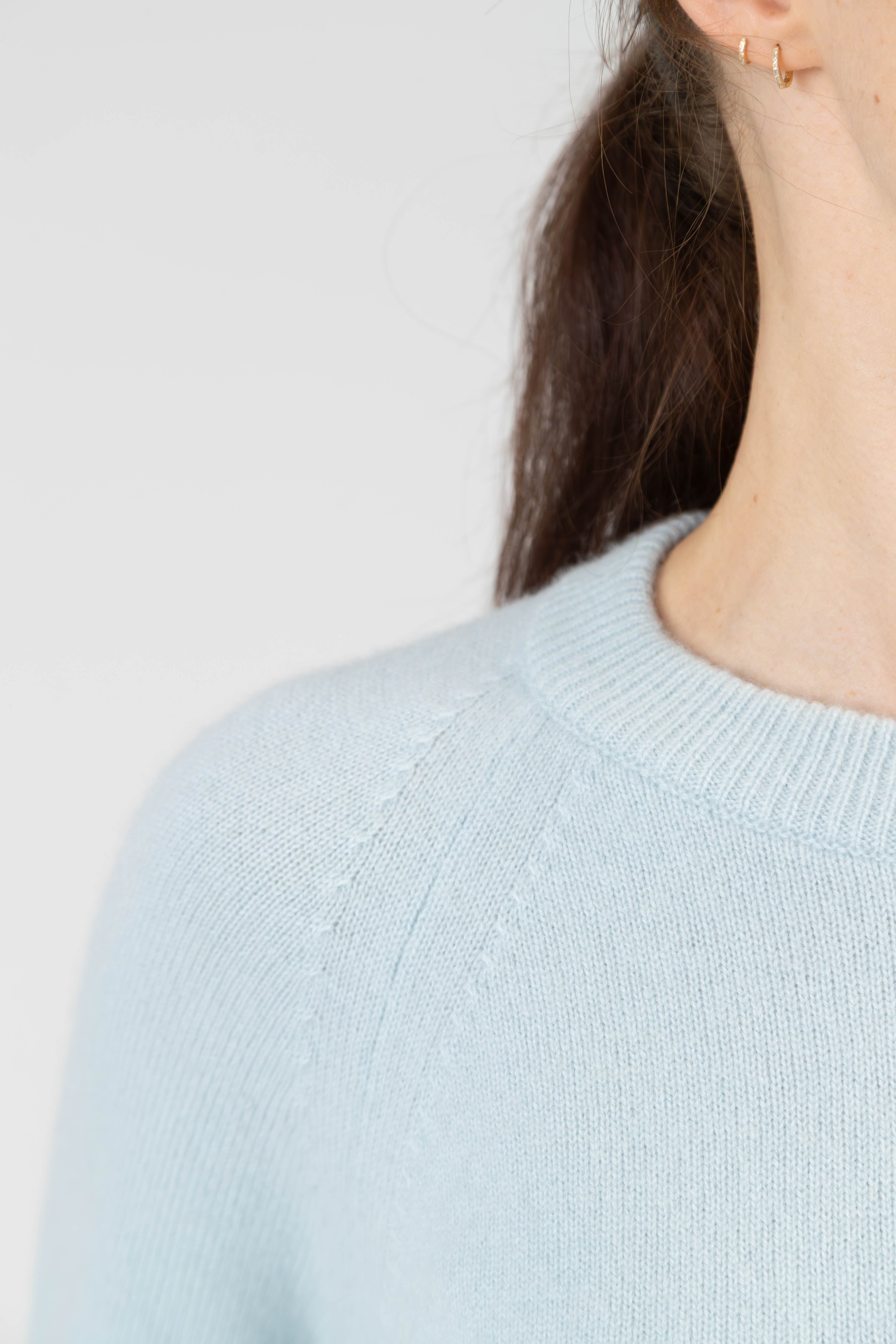 Amelie – Cashmere Rundhals-Pullover - Eisblau
