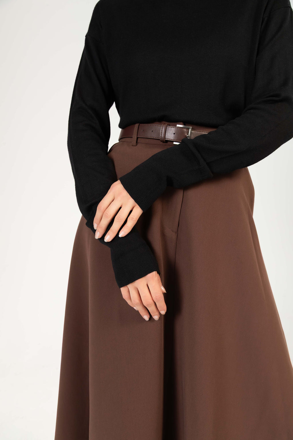 Amber – Dünner Cashmere Seide Rollkragenpullover - Schwarz