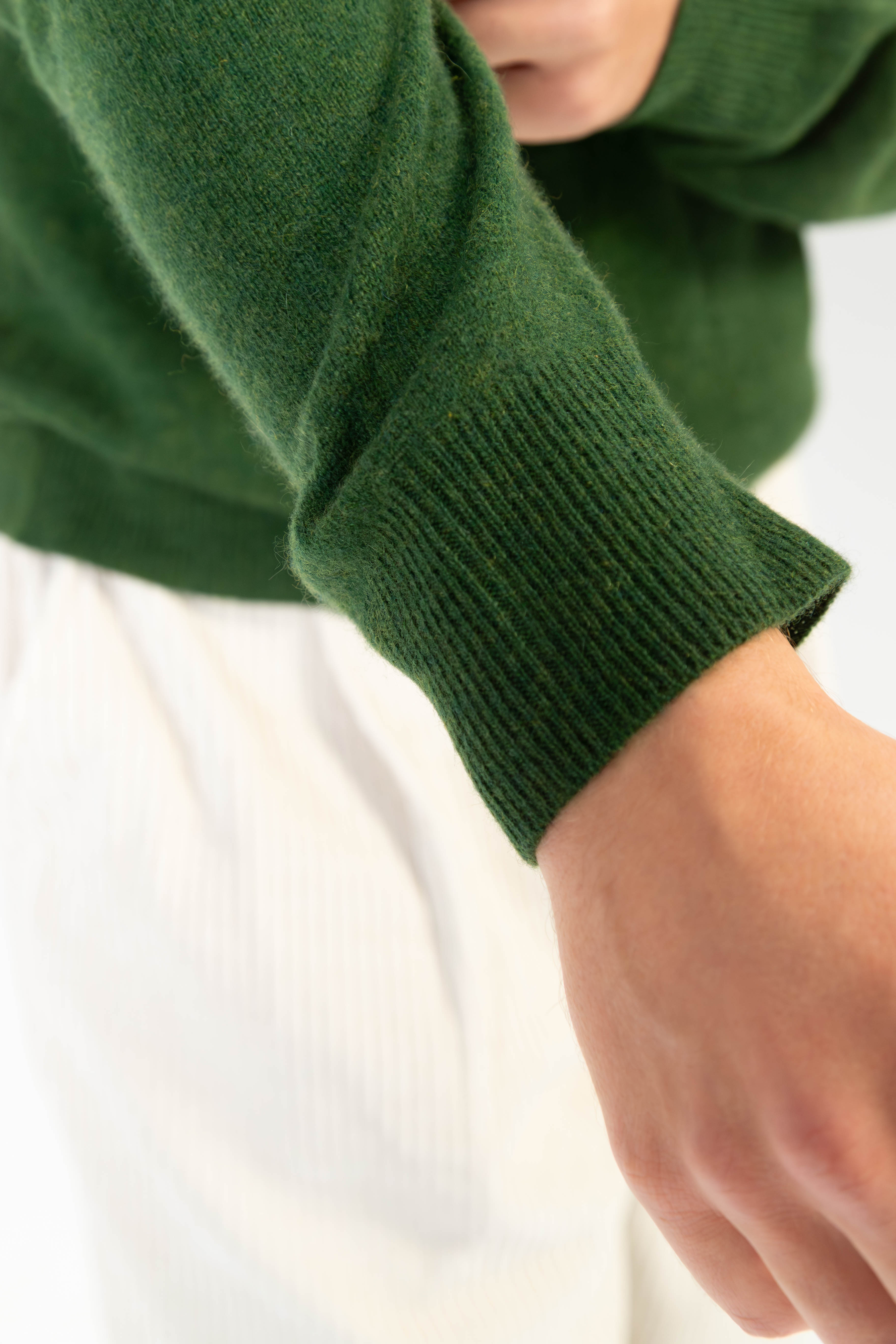 Adrian – Cashmere Klassischer Rundhals-Pullover - British Racing Green