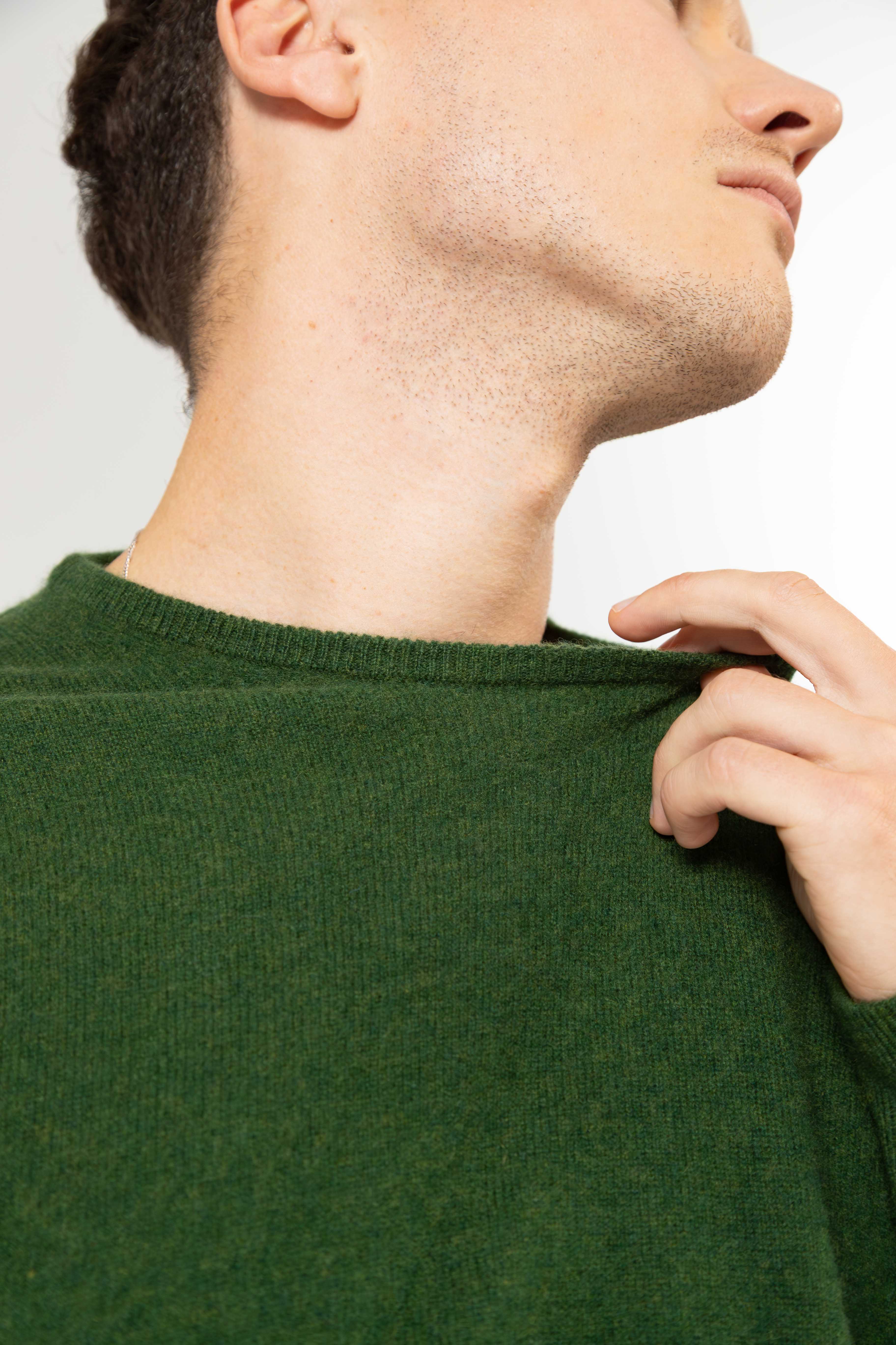 Adrian – Cashmere Klassischer Rundhals-Pullover - British Racing Green