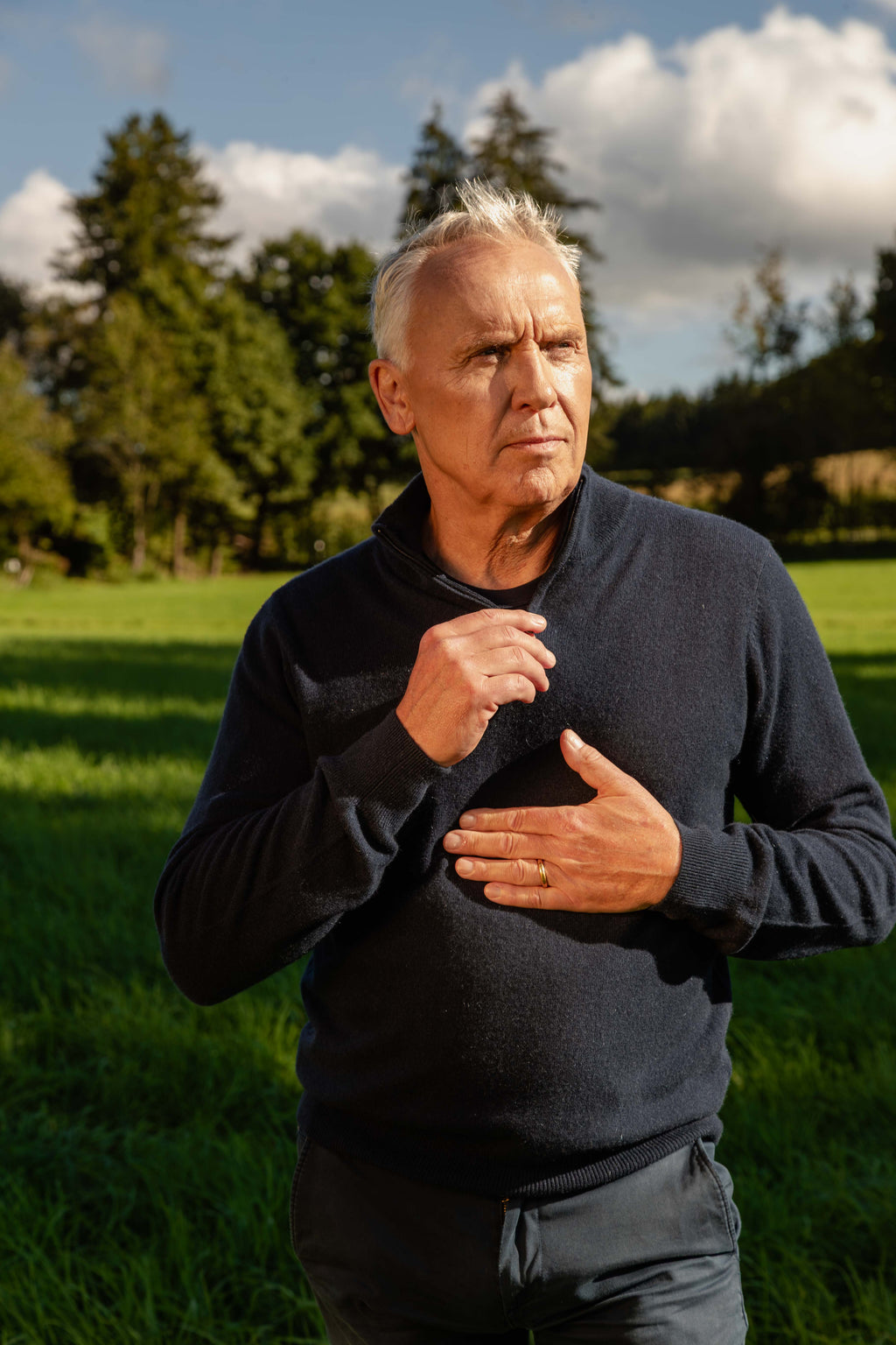 Arnaud – Cashmere Troyer-Pullover mit Zipper – Mitternachtsblau