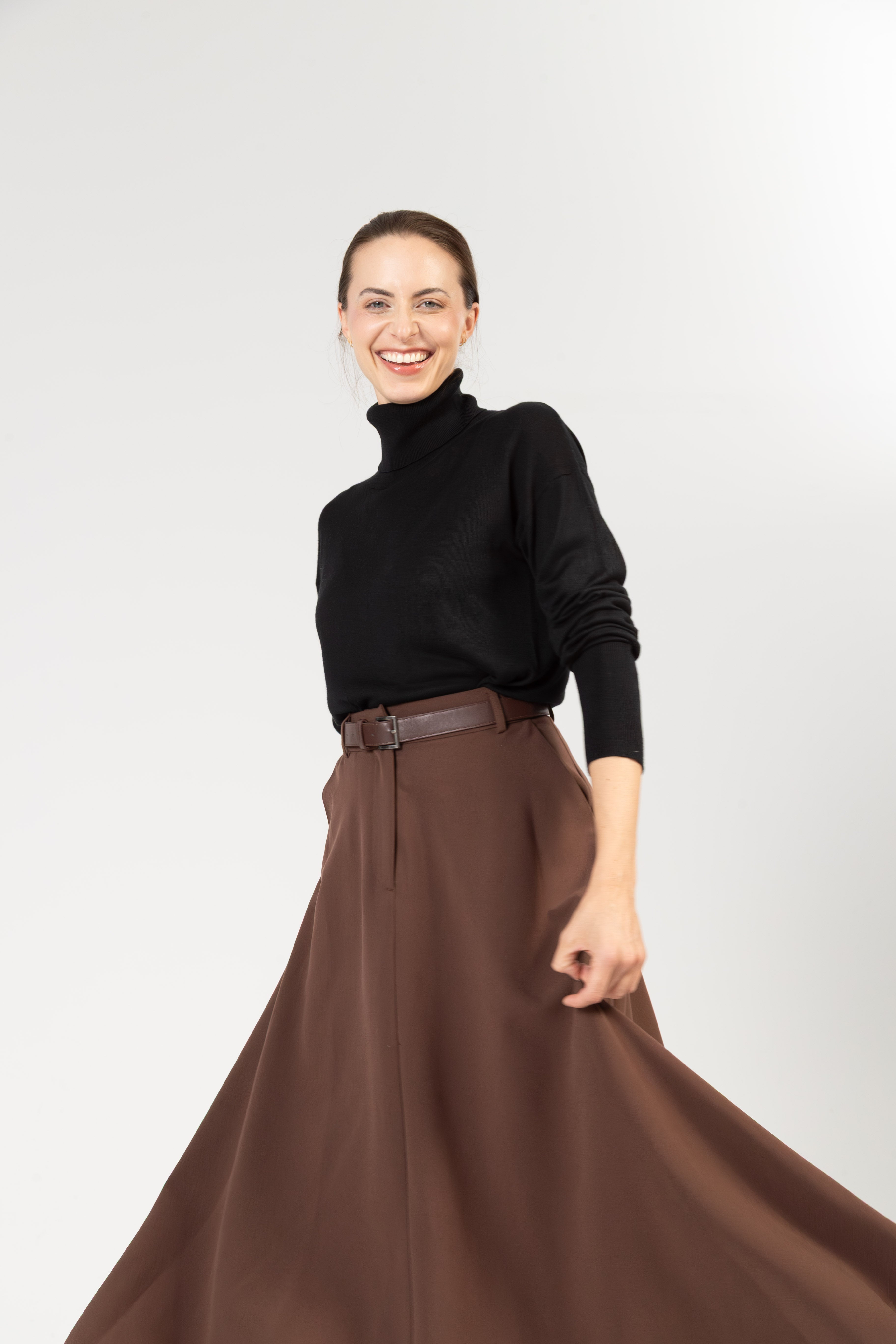 Amber – Dünner Cashmere Seide Rollkragenpullover - Schwarz